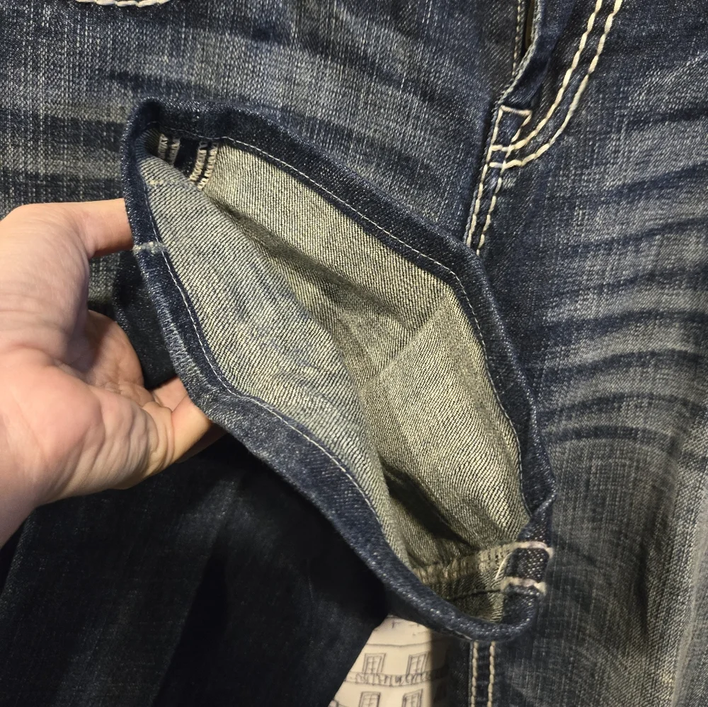 NWOT Women's Rock And Roll Cowgirl Low Rise Wide Leg Jeans Size 27x34 - Picture 6 of 14